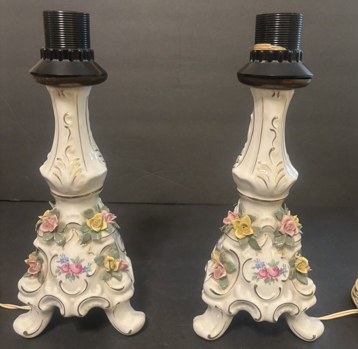 Pair Ernst Bohne Dresden German Porcelain Lamps