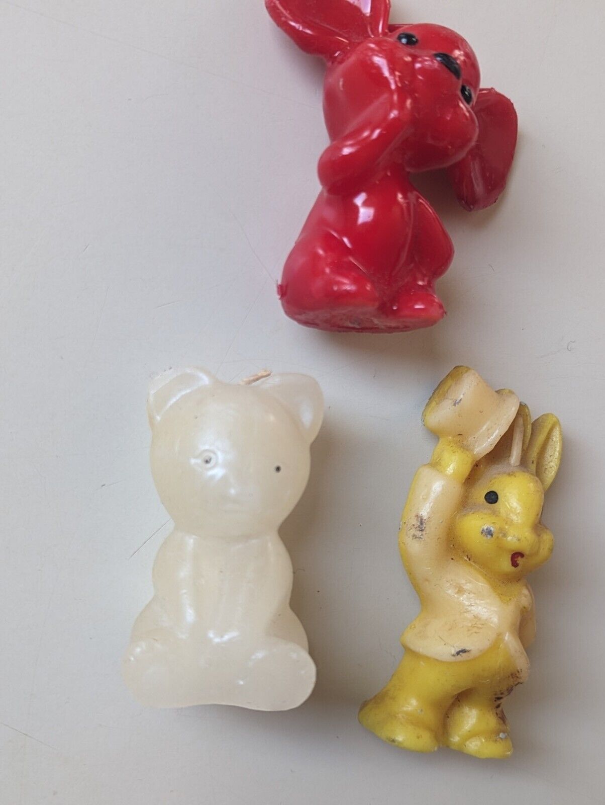 4 Vintage  Christmas GURLEY  And Avon Candles Mice Mouse Rabbit Bear
