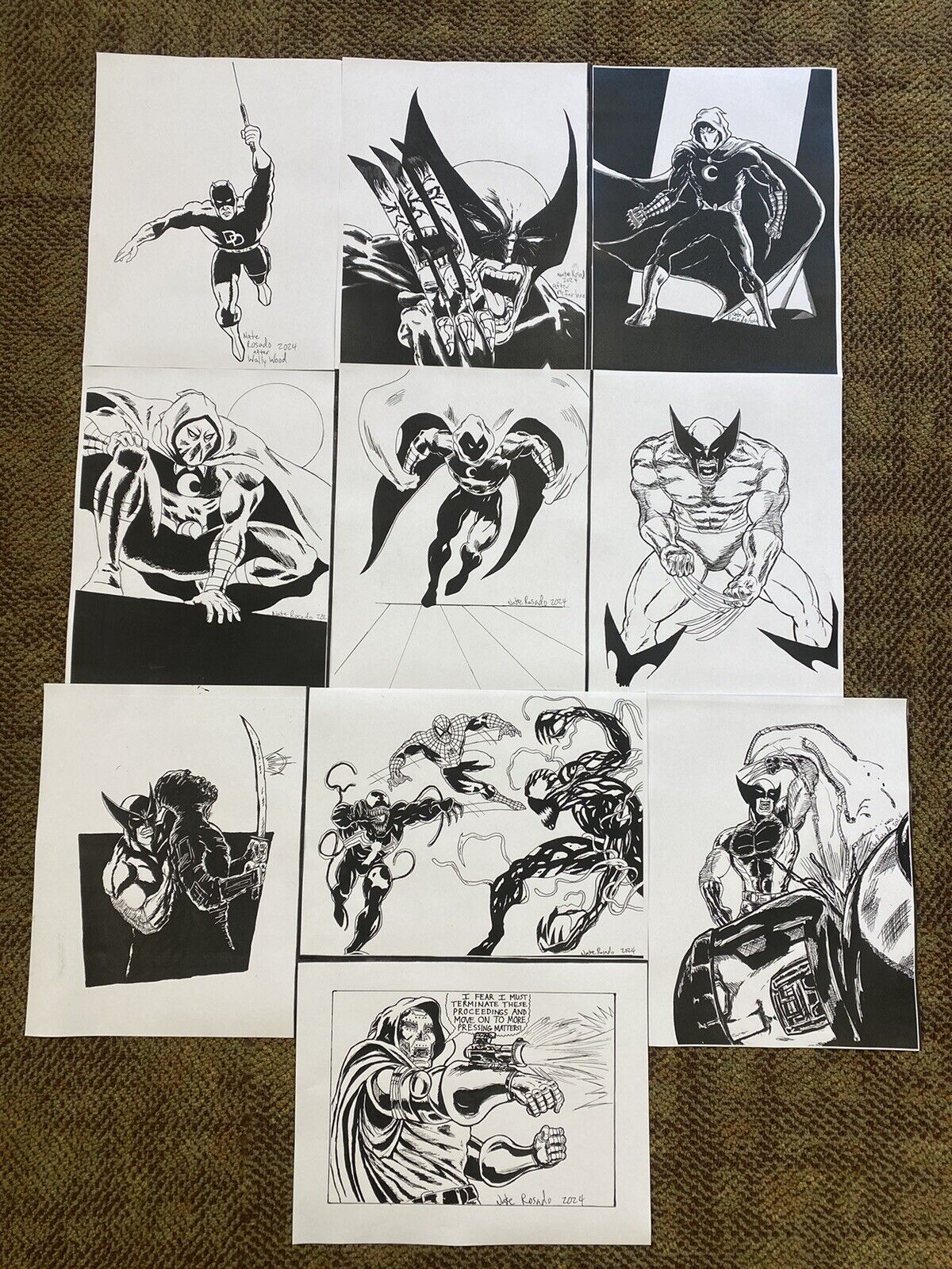 10 Original Marvel Pin Up Posters By Nate Rosado All 8.5x11 Paper