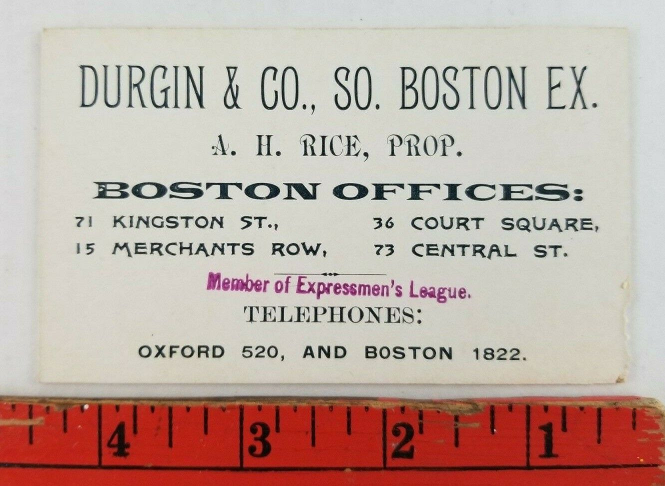Vintage 1900\'s Durgin Co. Boston Massachusetts Business Card