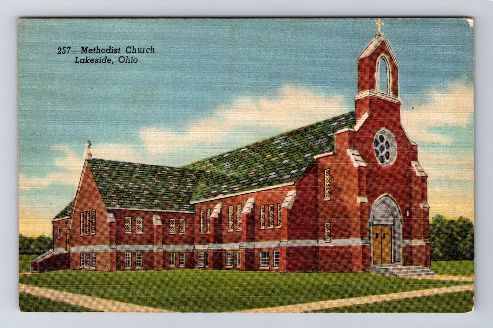 Lakeside OH-Ohio, Panoramic View Methodist Church, Antique Vintage Card Postcard