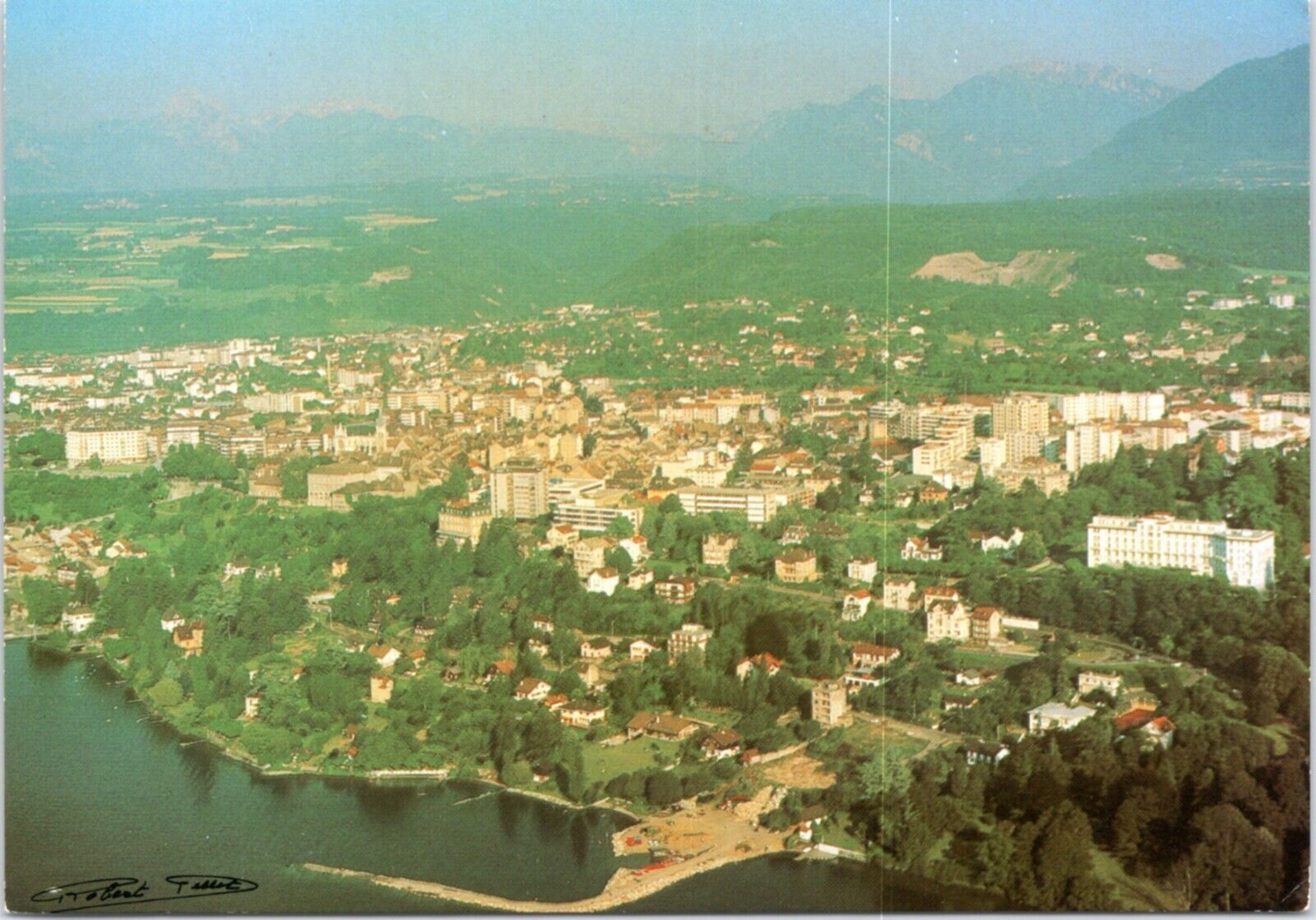 Postcard France Thonon - Aerial view of Thonon-Les-Bains and Lake Leman