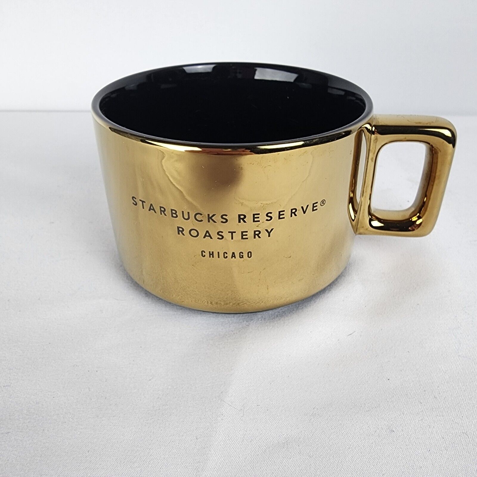 Starbucks Reserve Roastery Chicago Gold Coffee Mug 10 Oz Collector Ceramic Cup