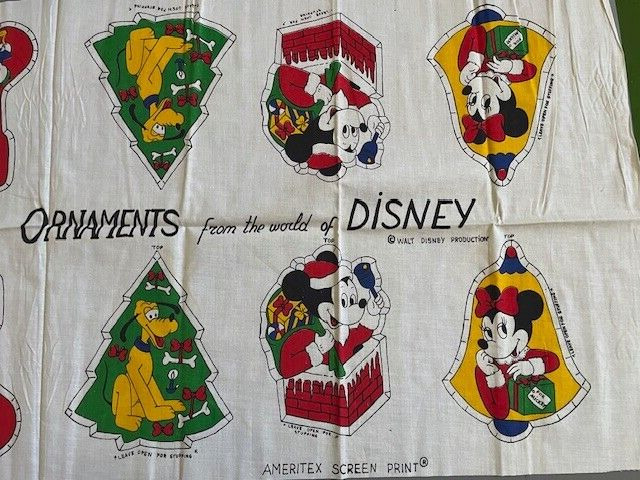 Vintage Disney 6 Cut & Sew Double Sided Christmas Ornaments Fabric by Ameritex 