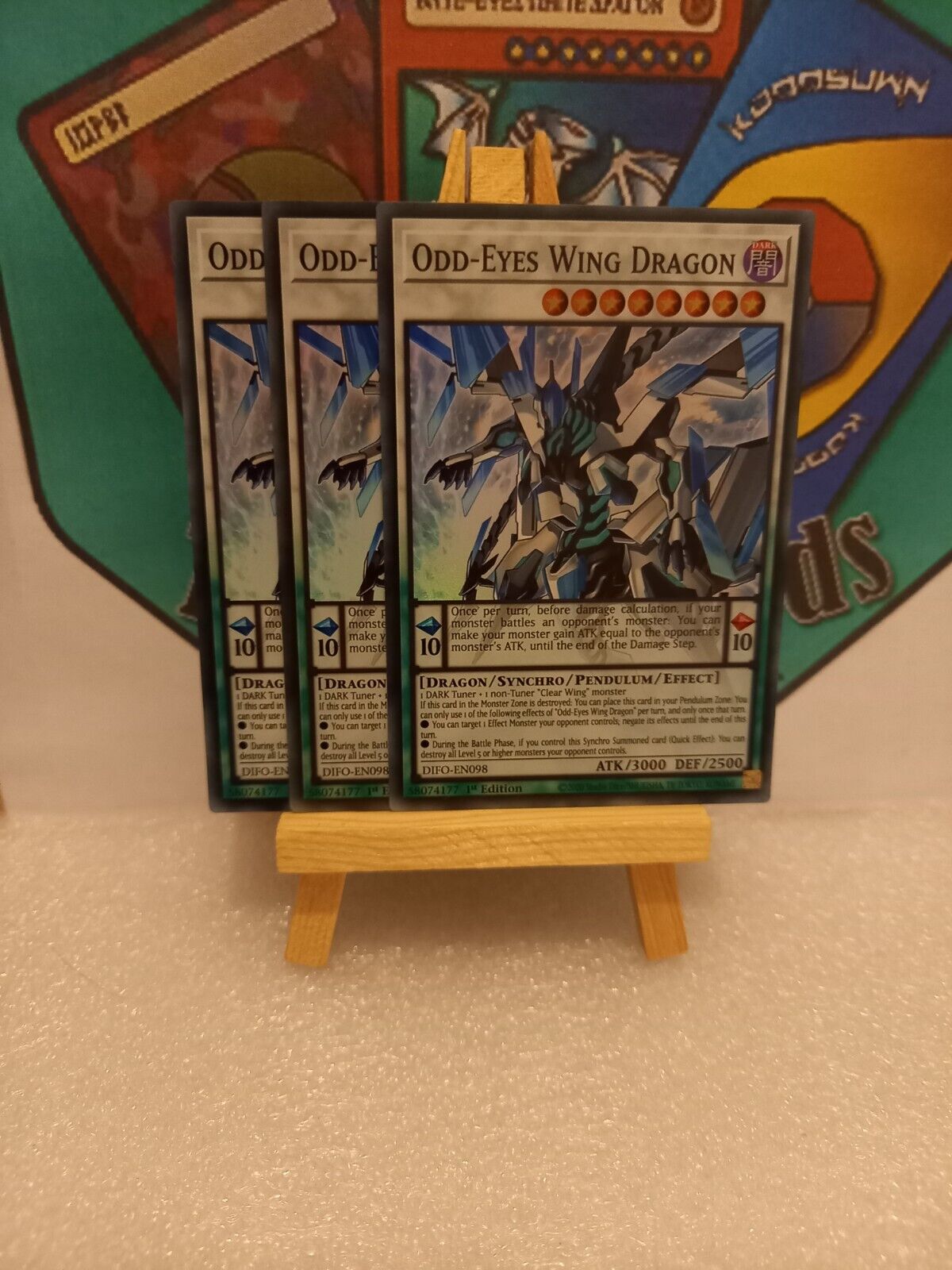 3 x DIFO-EN098 Odd-Eyes Wing Dragon Super Rare 1st Edition YuGiOh Card