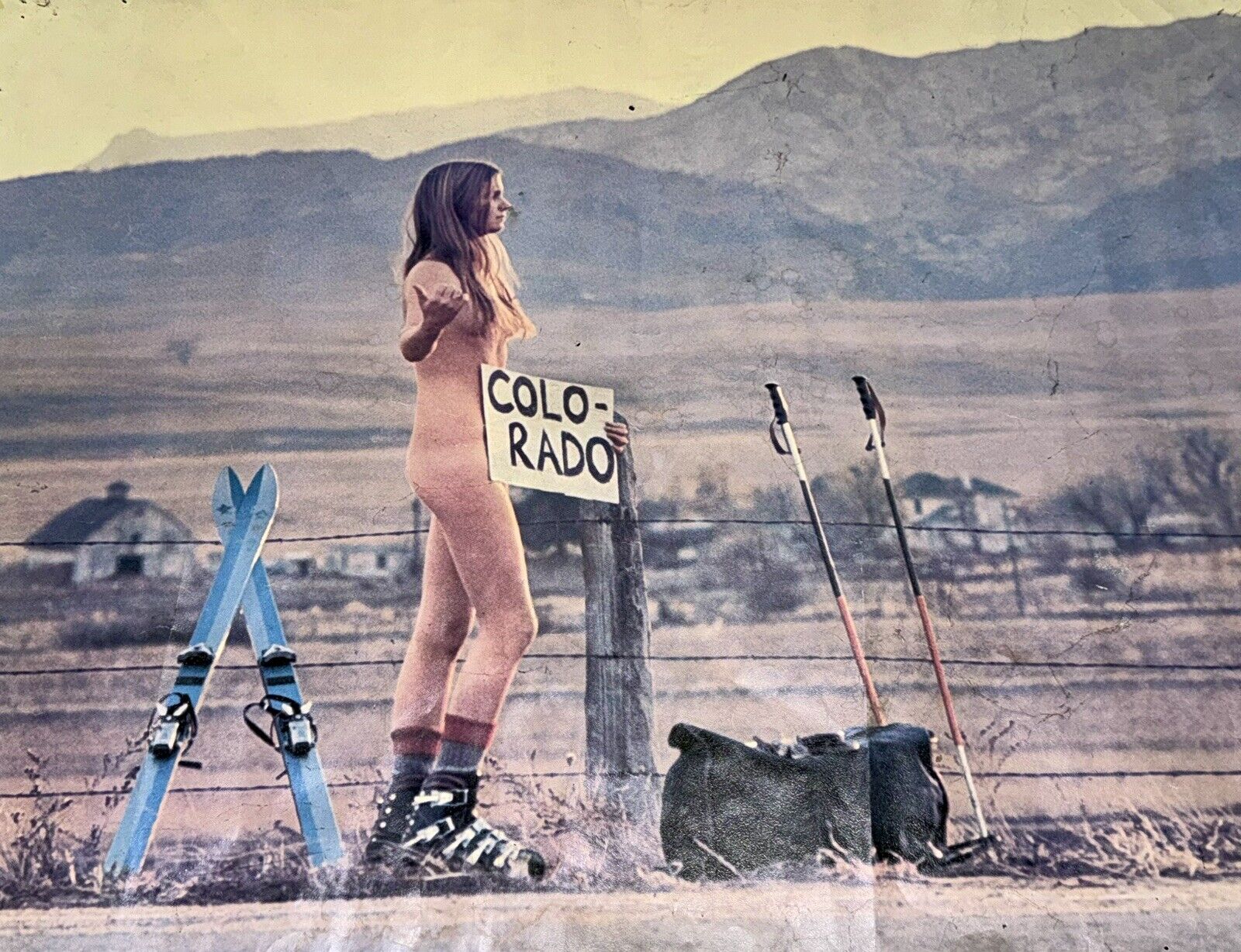 1972 Colorado Nude Ski Girl Hitchhiker Poster Photo By Karl Kocivar Skiing 