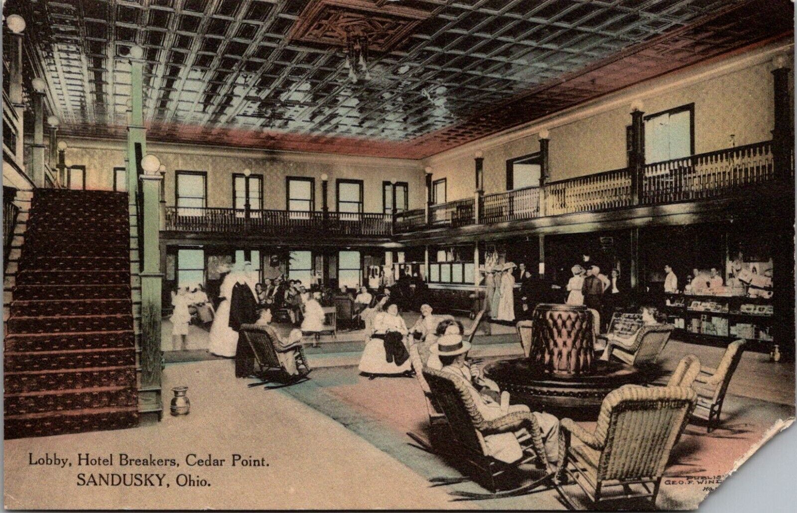 Postcard OH Sandusky, Ohio; Cedar Point; Lobby, Hotel Breakers Da