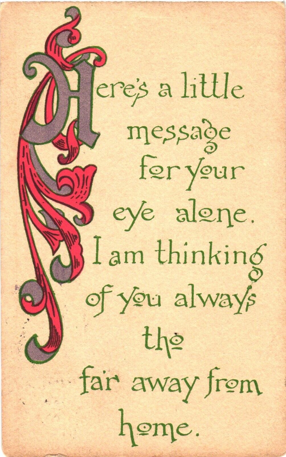 Here\'s A Little Message For Your Eye Alone I am Thinking of You Always Postcard