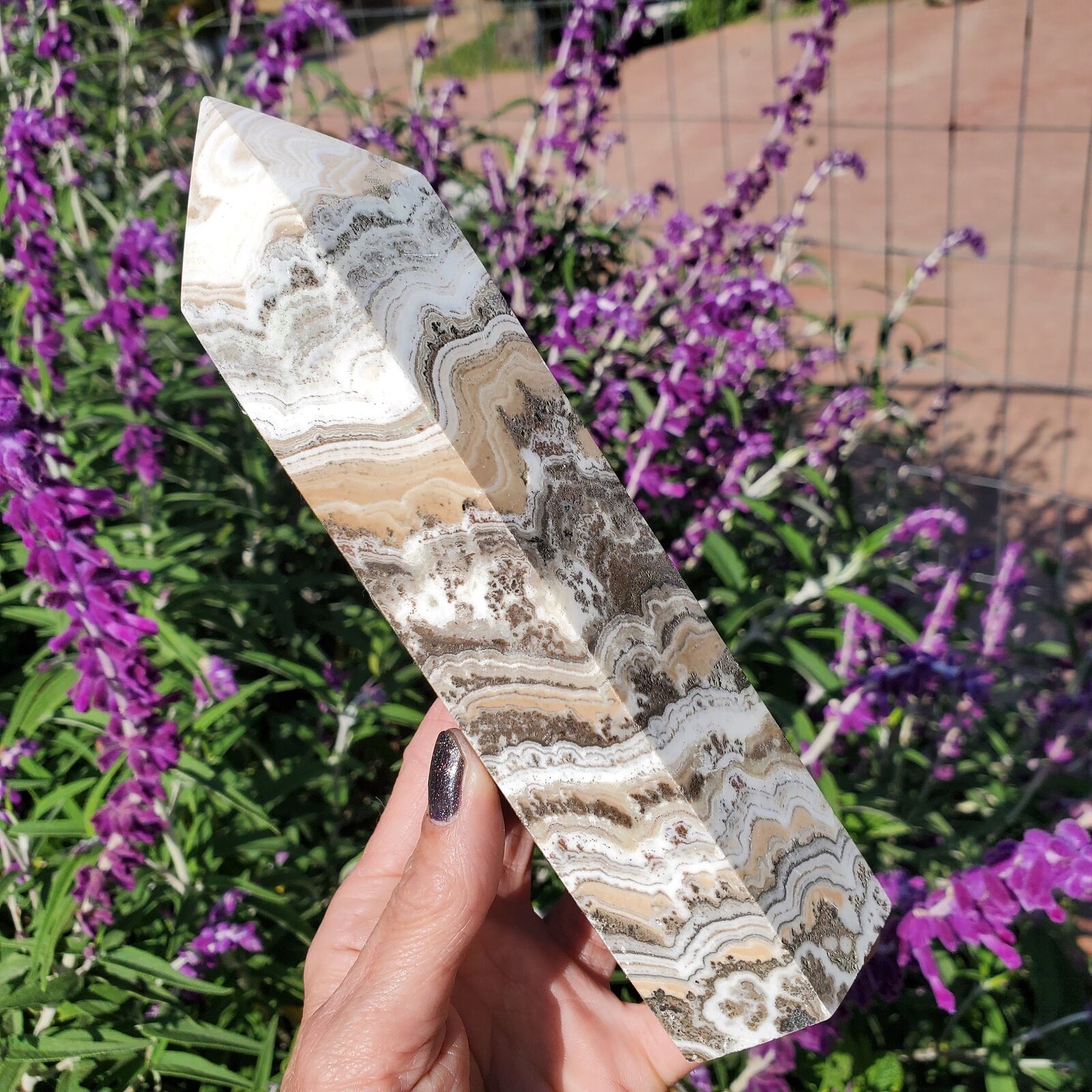 Calcite Dendrite Banded Crystal Chunky Tower Point 750 Grams | 1lbs 11oz