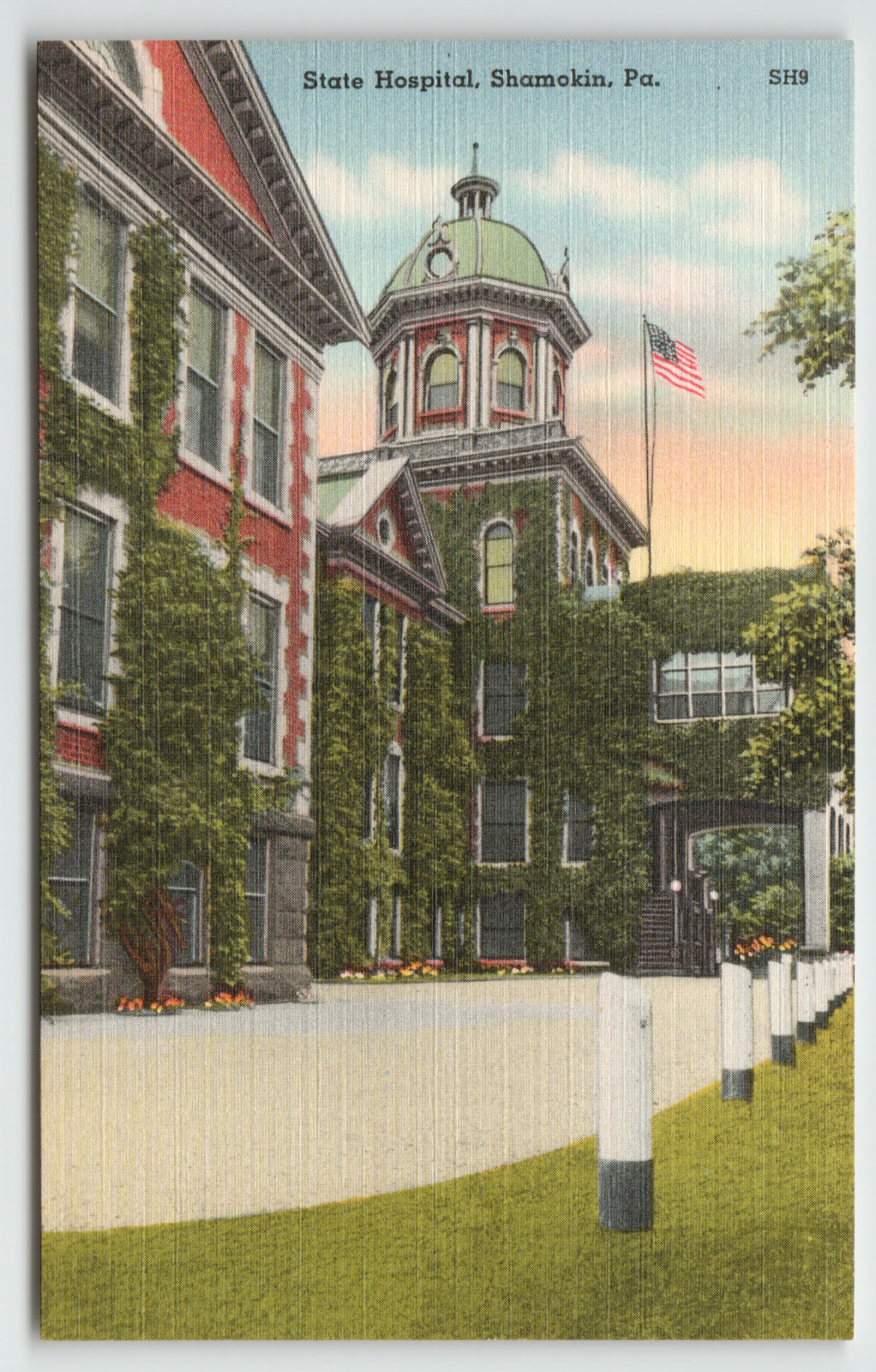 Postcard Vintage Linen State Hospital in Shamokin, PA.