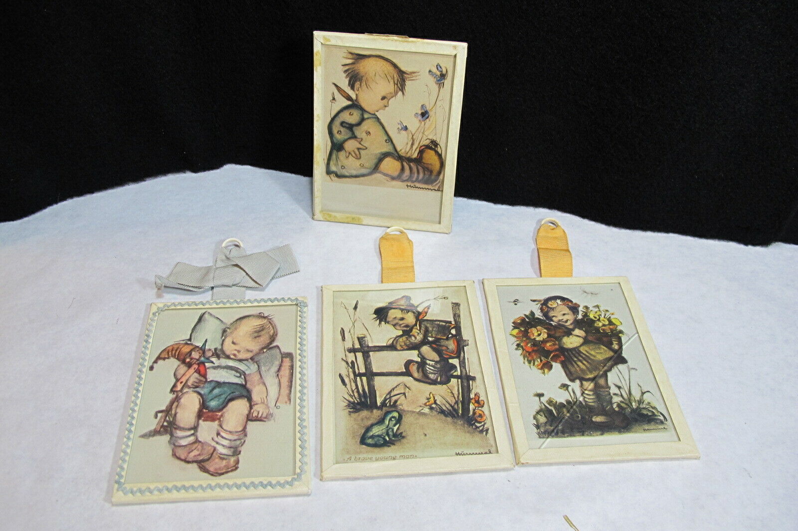 Vintage Hummel Wall Hanger Behind Glass Prints set of 4 Very Rare Mountain Find