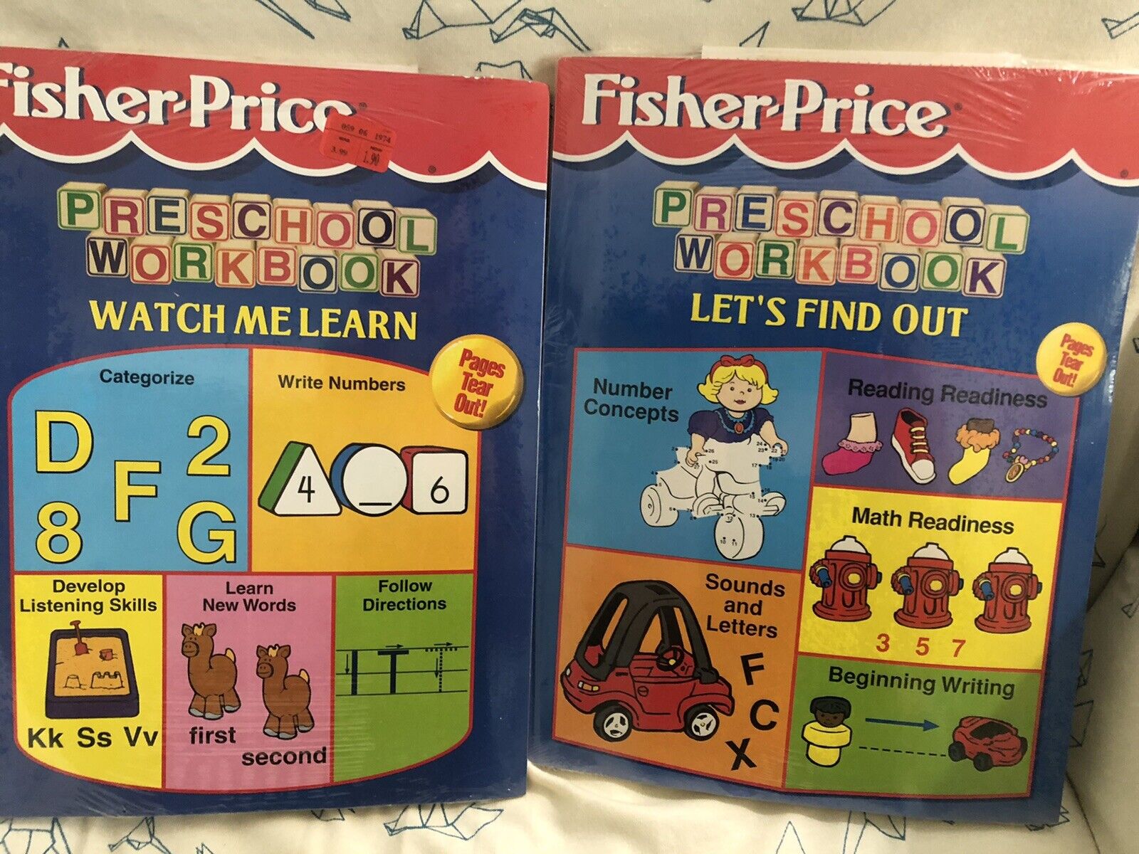 VTG Fisher Price Preschool Practice Sets Lot Of Two. New in Wrapper