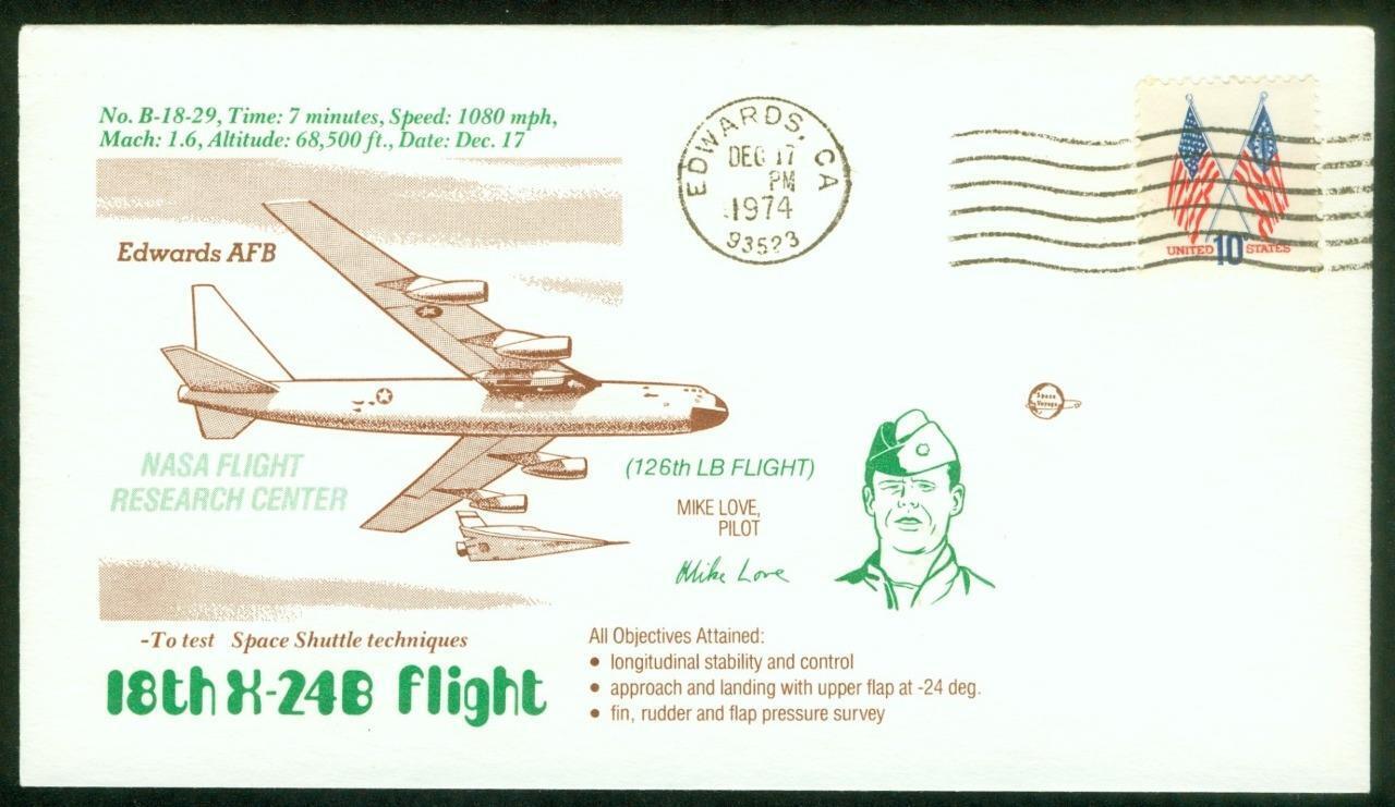 NASA, Cachet Flight Cover, Canceled 1974-12-17, X-24B, Pilot Mike Love, #B-18-29