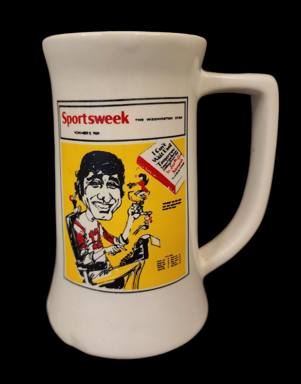 Vintage Sportsweek Washington Star Joe Namath 1969 Coffee Beer Mug