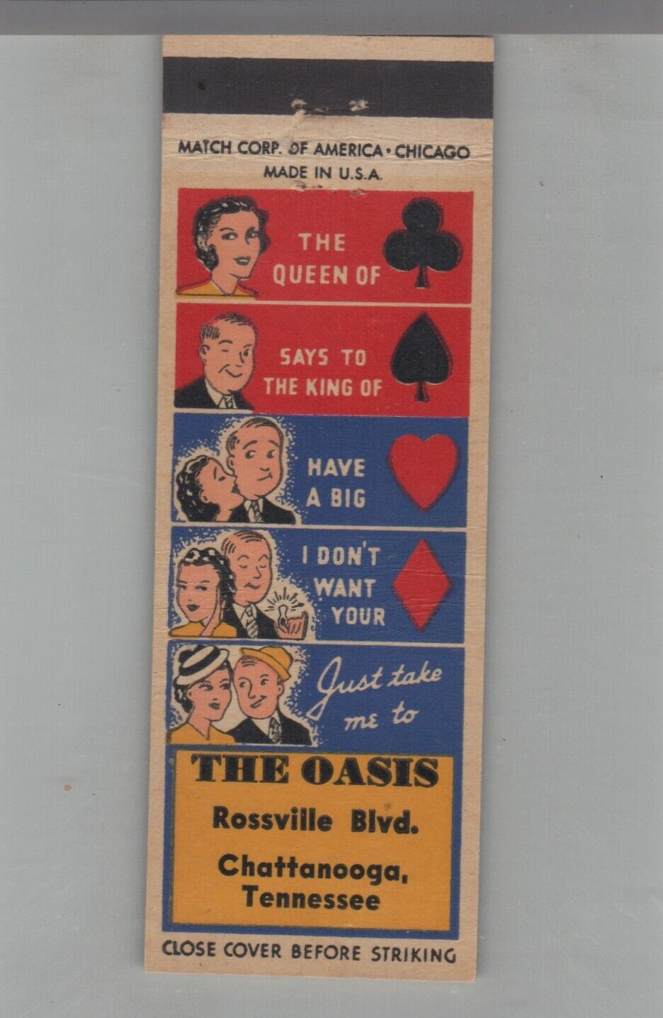 Matchbook Cover The Oasis Chattanooga, TN