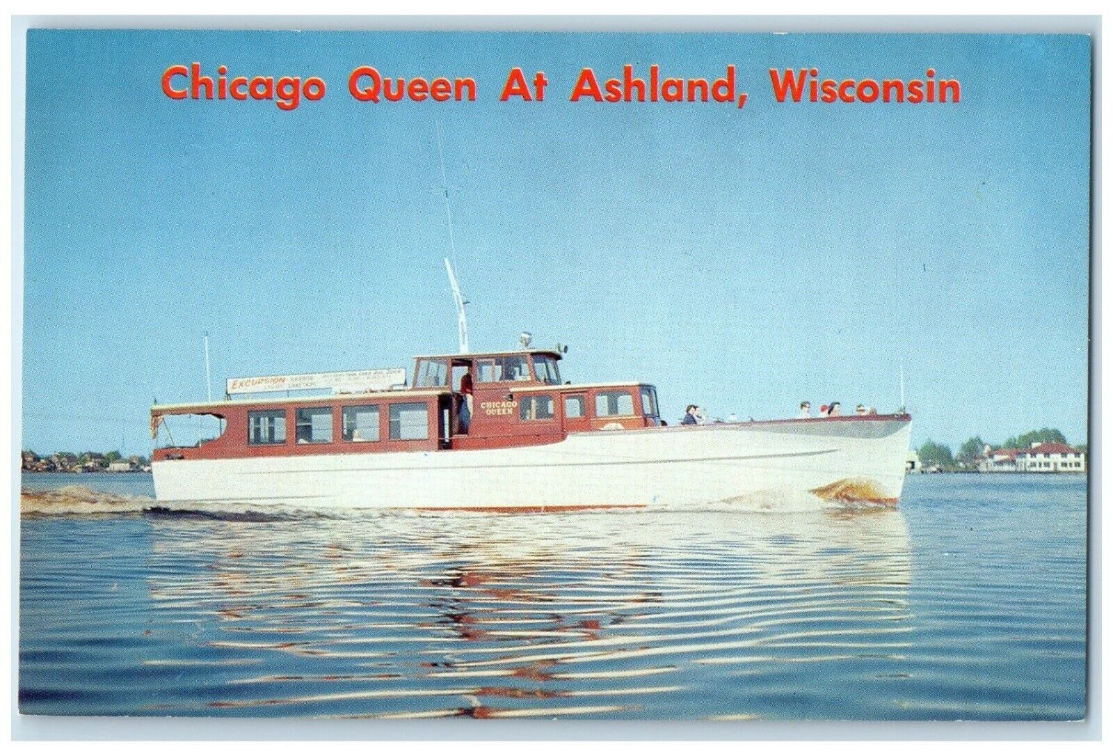 c1960 Chicago Queen Excursion Yacht Ferry Ashland Wisconsin WI Vintage Postcard