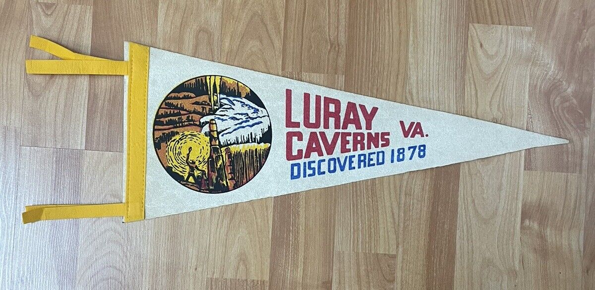 Vintage Luray Caverns Pennant Banner Virginia 18” Felt Souvenir Tourism