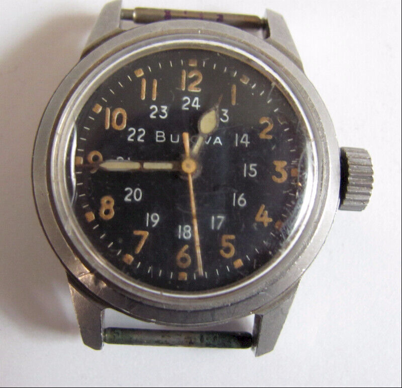 Military Bulova Mil-W-3818A Wrist Watch Cal. 10BNCH 15 Jewel Hack Feature