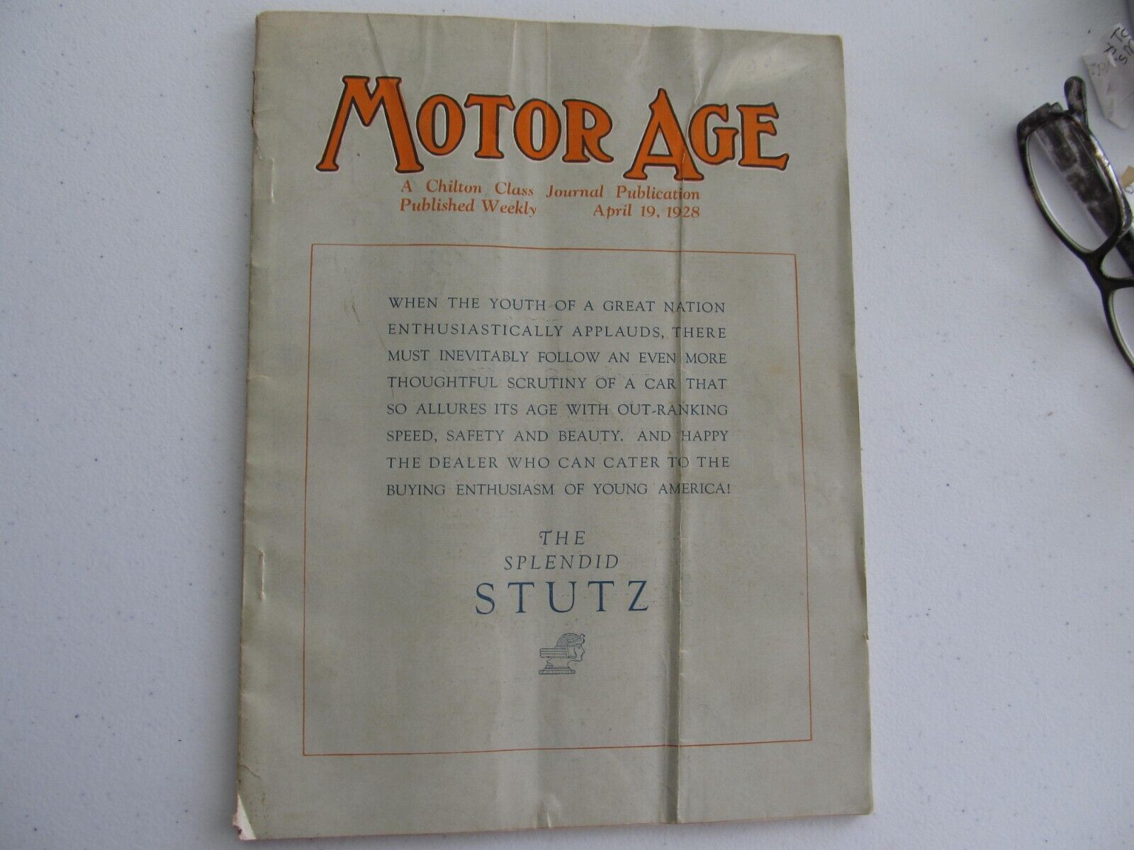 Vintage Motor Age Magazine, Apri 19,  1928, The Standard Stutz