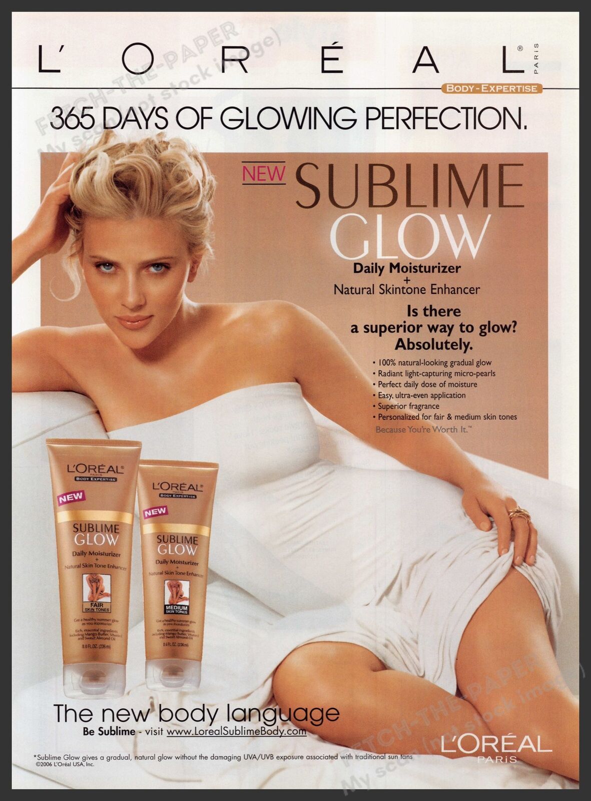 L'Oreal Sublime Glow Scarlett Johansson 2000s Print Advertisement Ad 2006
