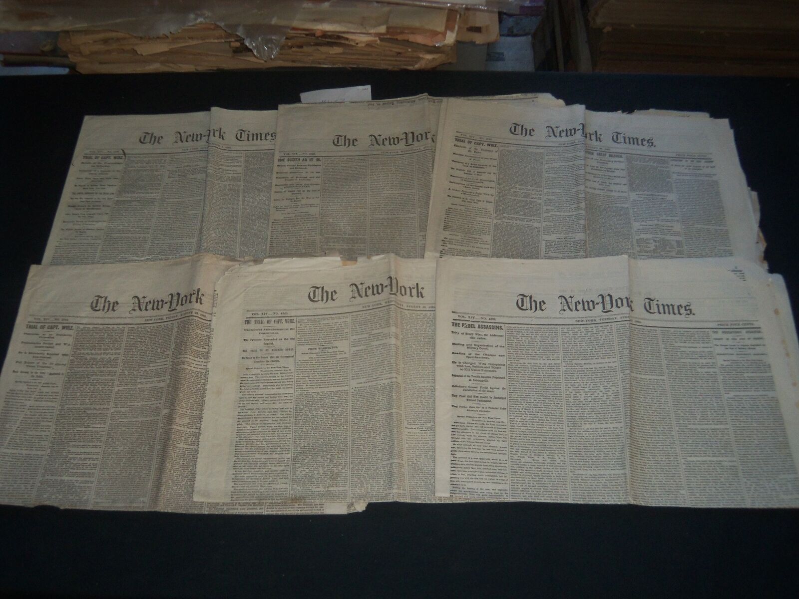 1865 NEW YORK TIMES NEWSPAPER LOT OF 6 - HENRY WIRZ TRIAL - NP 2895I