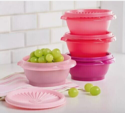 Tupperware New Set of 4 Classic Servalier Bowls Shades of Pink  - 10 oz