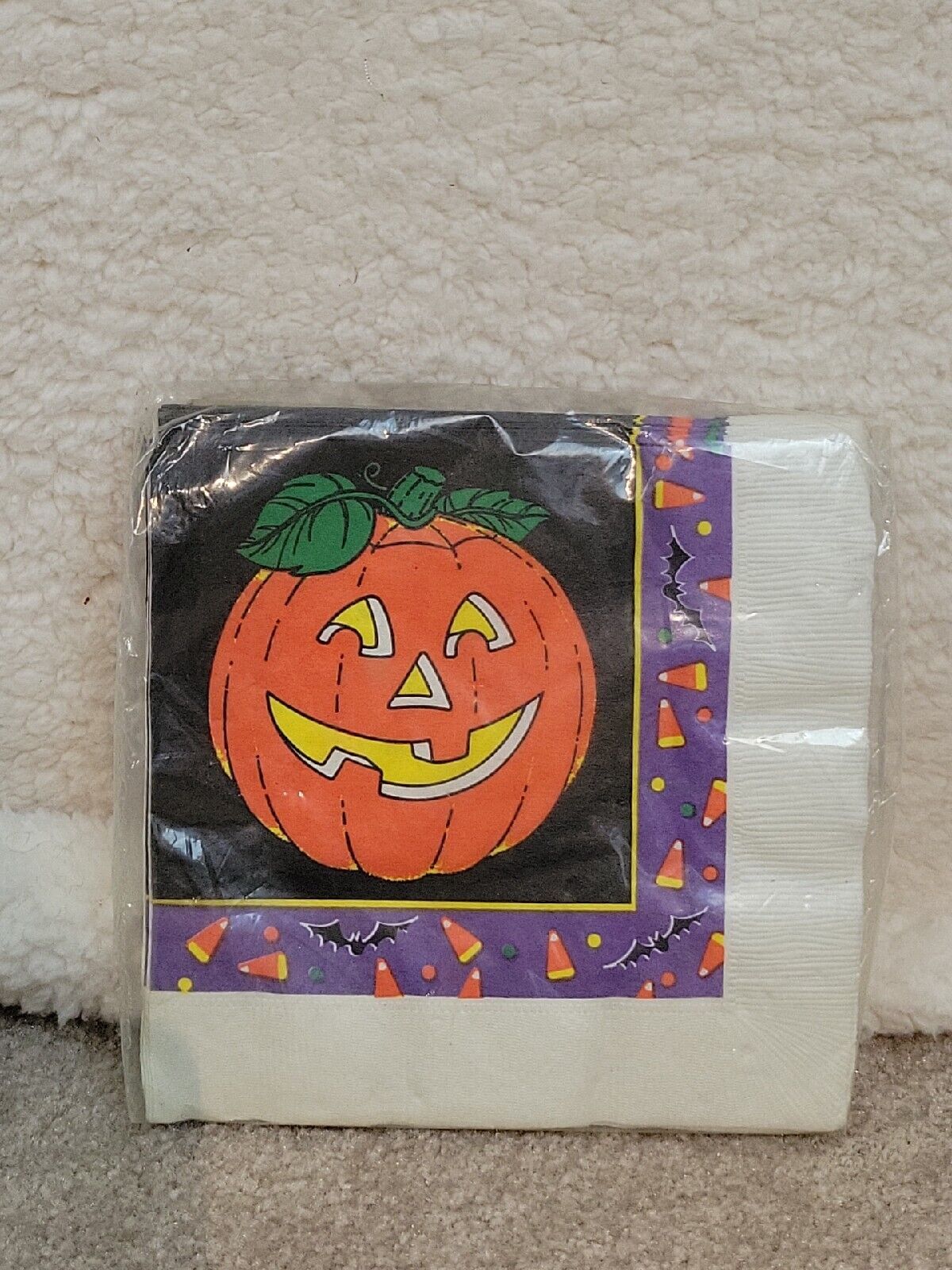 Vtg Halloween Napkins Pumpkin Jack O Lantern Candy Corn 16 Count