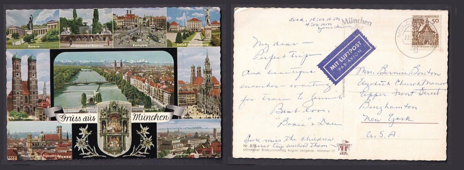 Gruss aus München Vintage Used Postcard