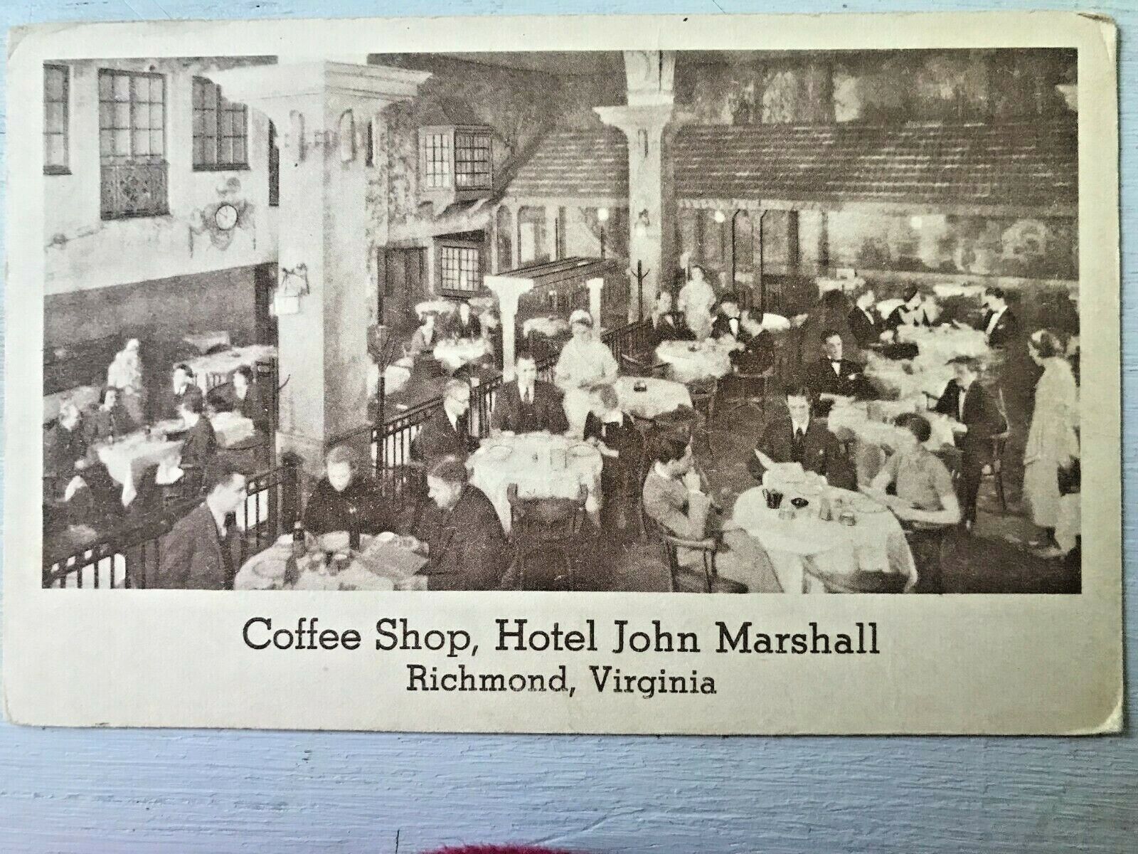 Vintage Postcard 1930\'s Hotel John Marshall Coffee Shop Richmond Virginia