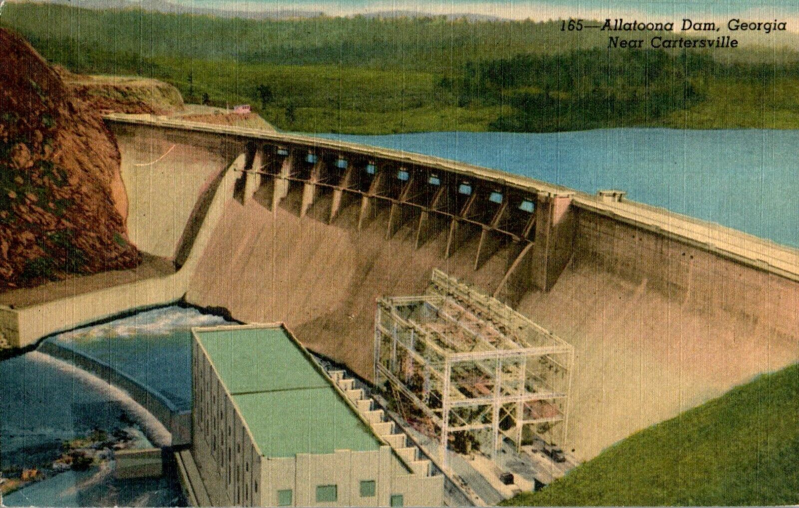Allatoona Dam, Cartersville, Georgia GA linen Postcard