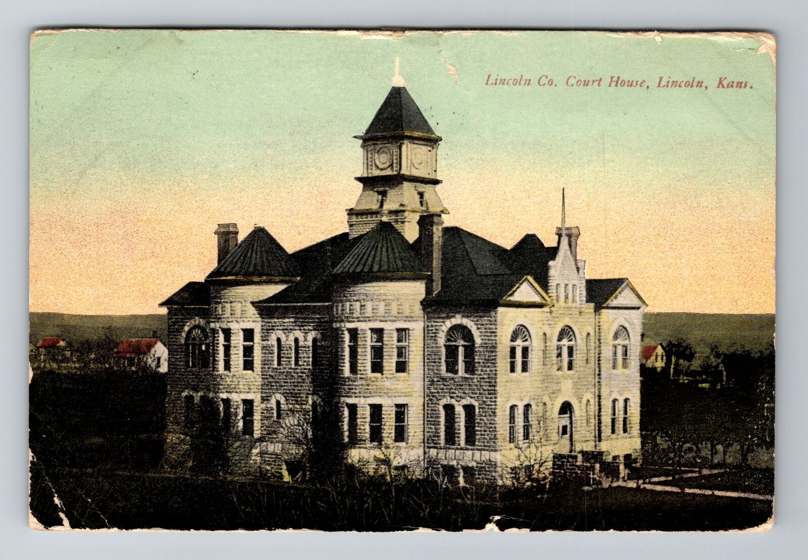 Lincoln KS-Kansas, Lincoln Company Court House, Vintage c1911 Souvenir Postcard