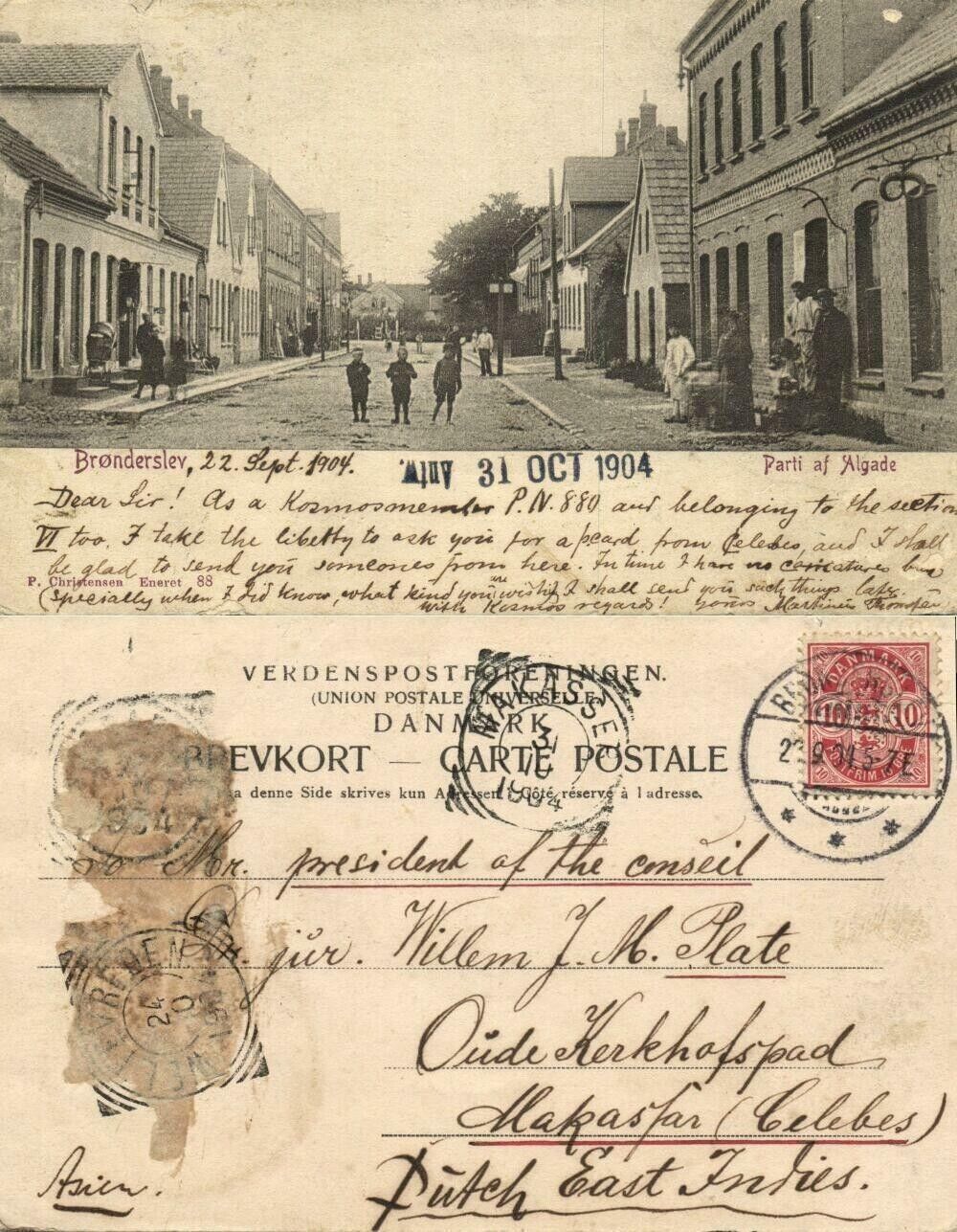 denmark, BRØNDERSLEV, Parti af Algade (1904) Postcard