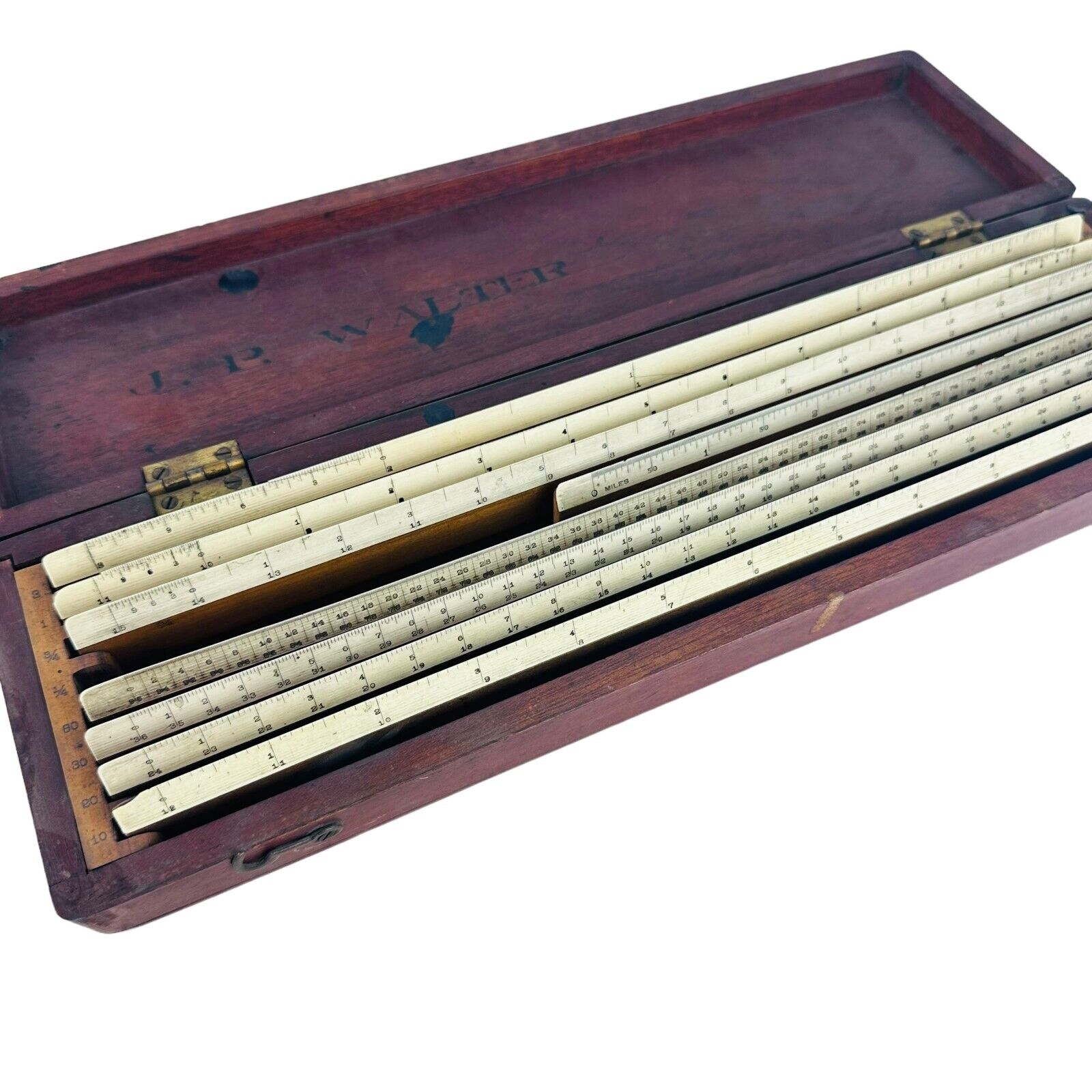 Vtg E.G. Boltmann  slide rulers in wood case / box
