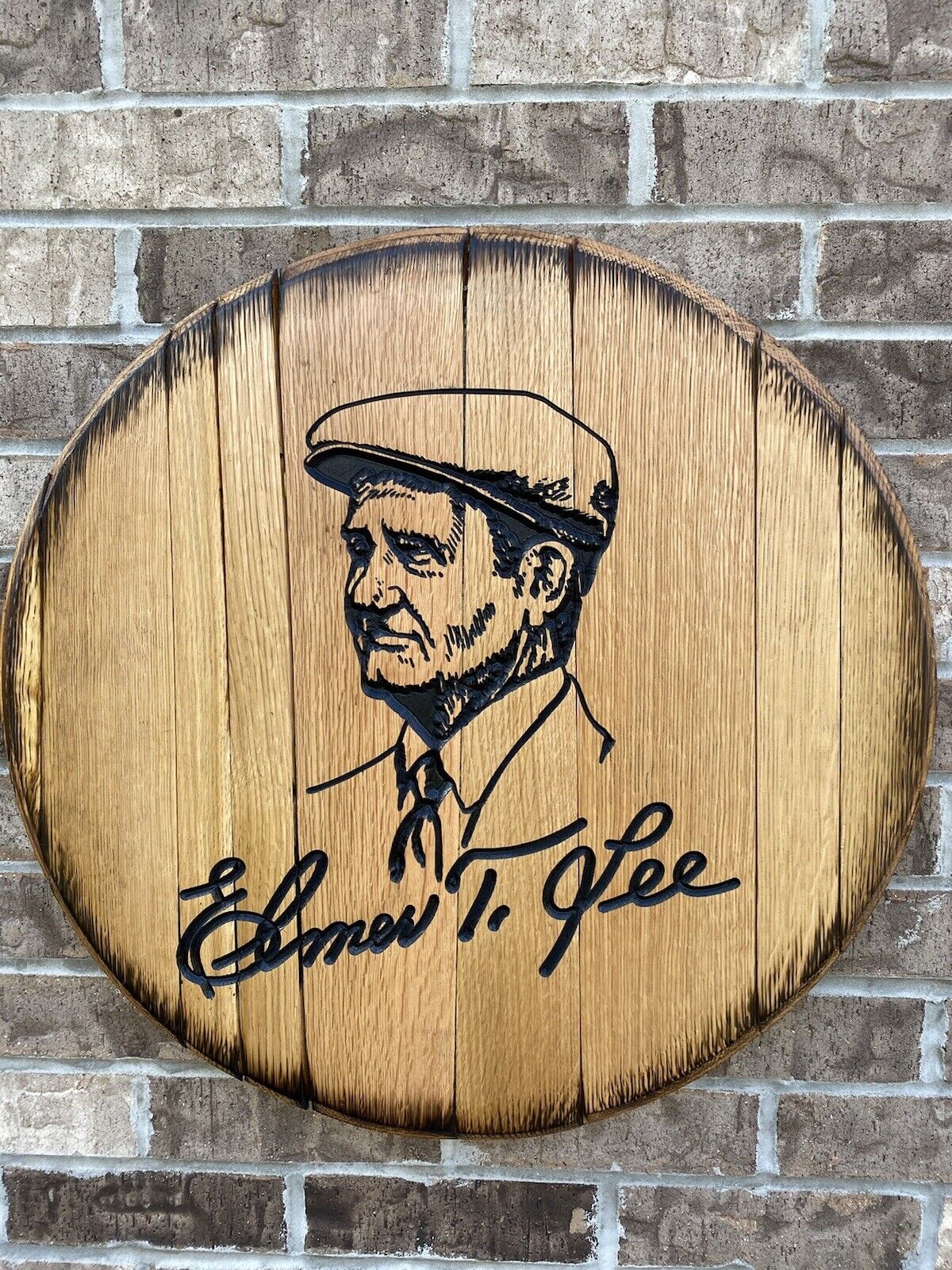Buffalo Trace Distillery (Elmer T Lee) Bourbon Barrel Head -CNC Carved