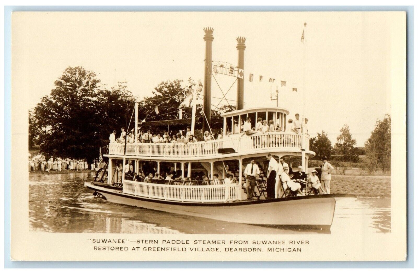Suwanee Stern Paddle Steamer From Suwanee River Dearborn MI RPPC Photo Postcard