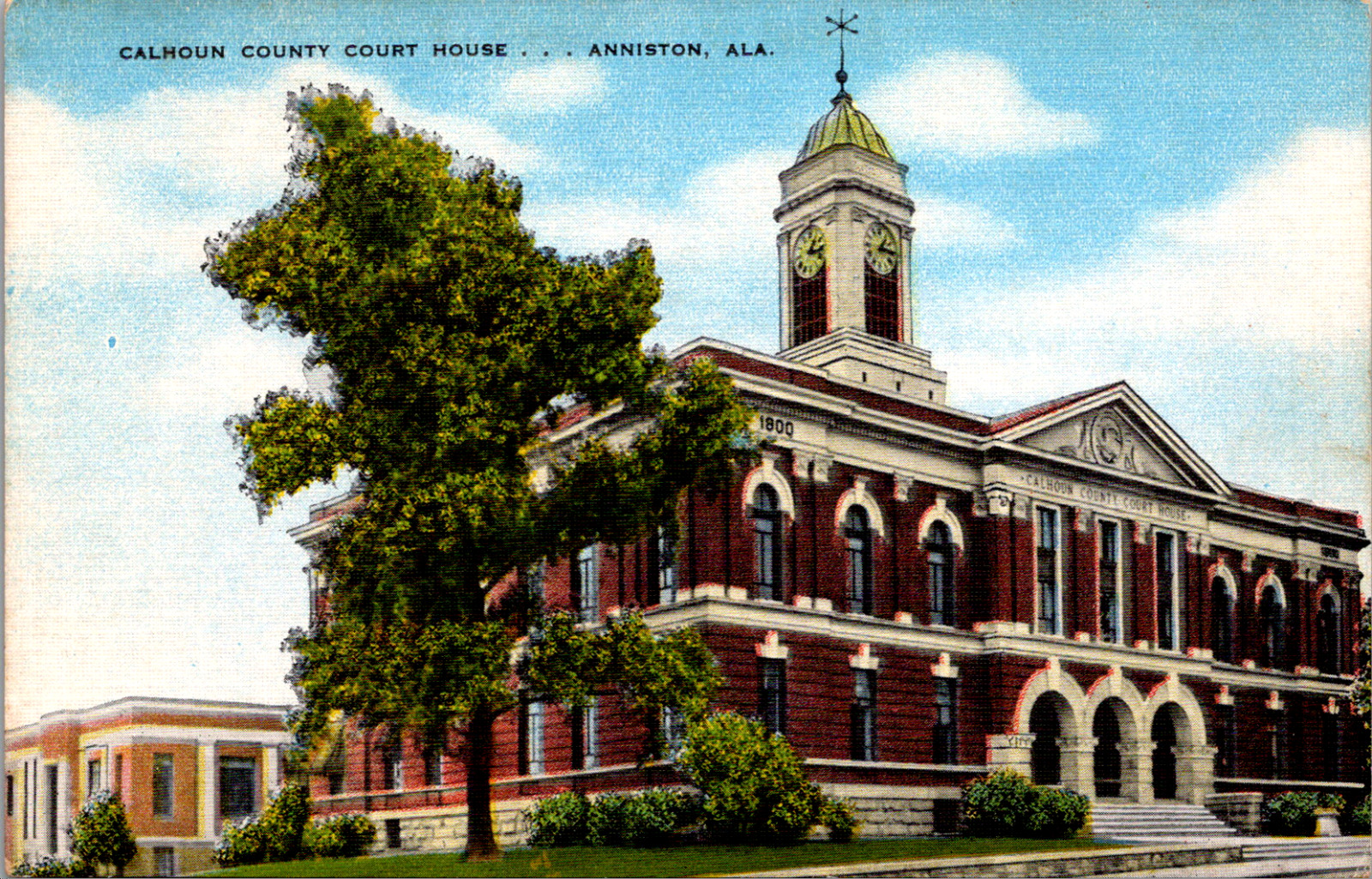 Anniston Alabama Calhoun County Court House Vintage 1940\'s Postcard 