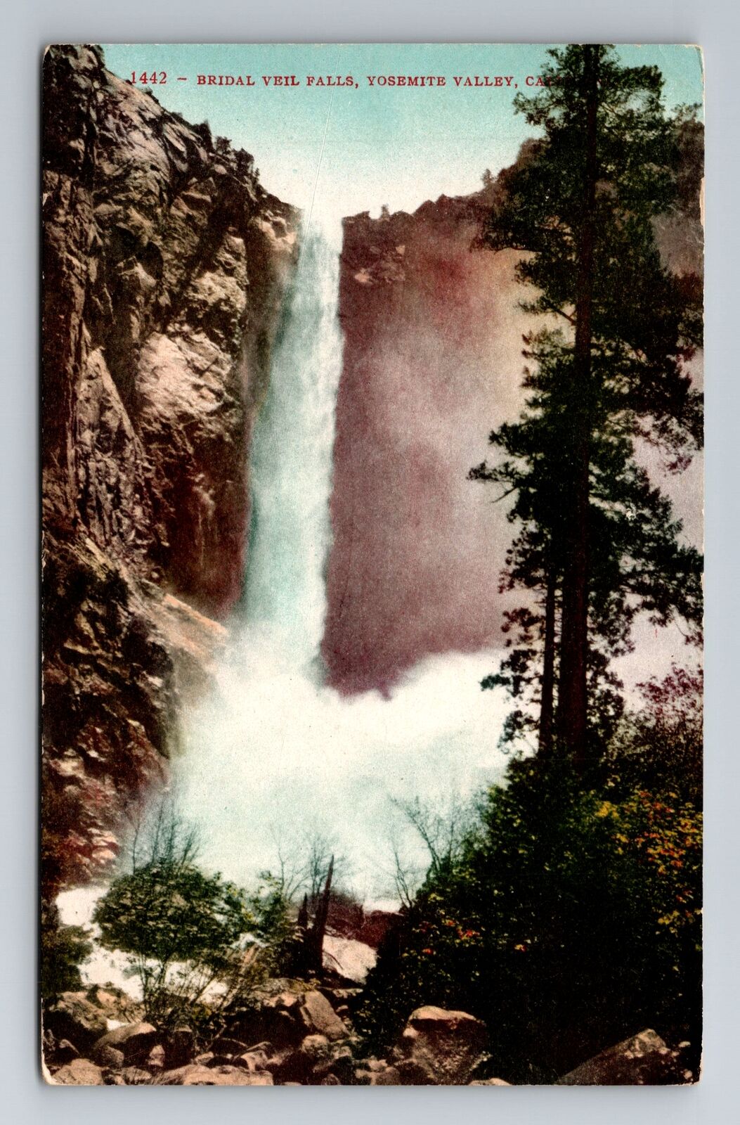 Yosemite Valley CA-California, Bridal Veil Falls, Antique Vintage Postcard