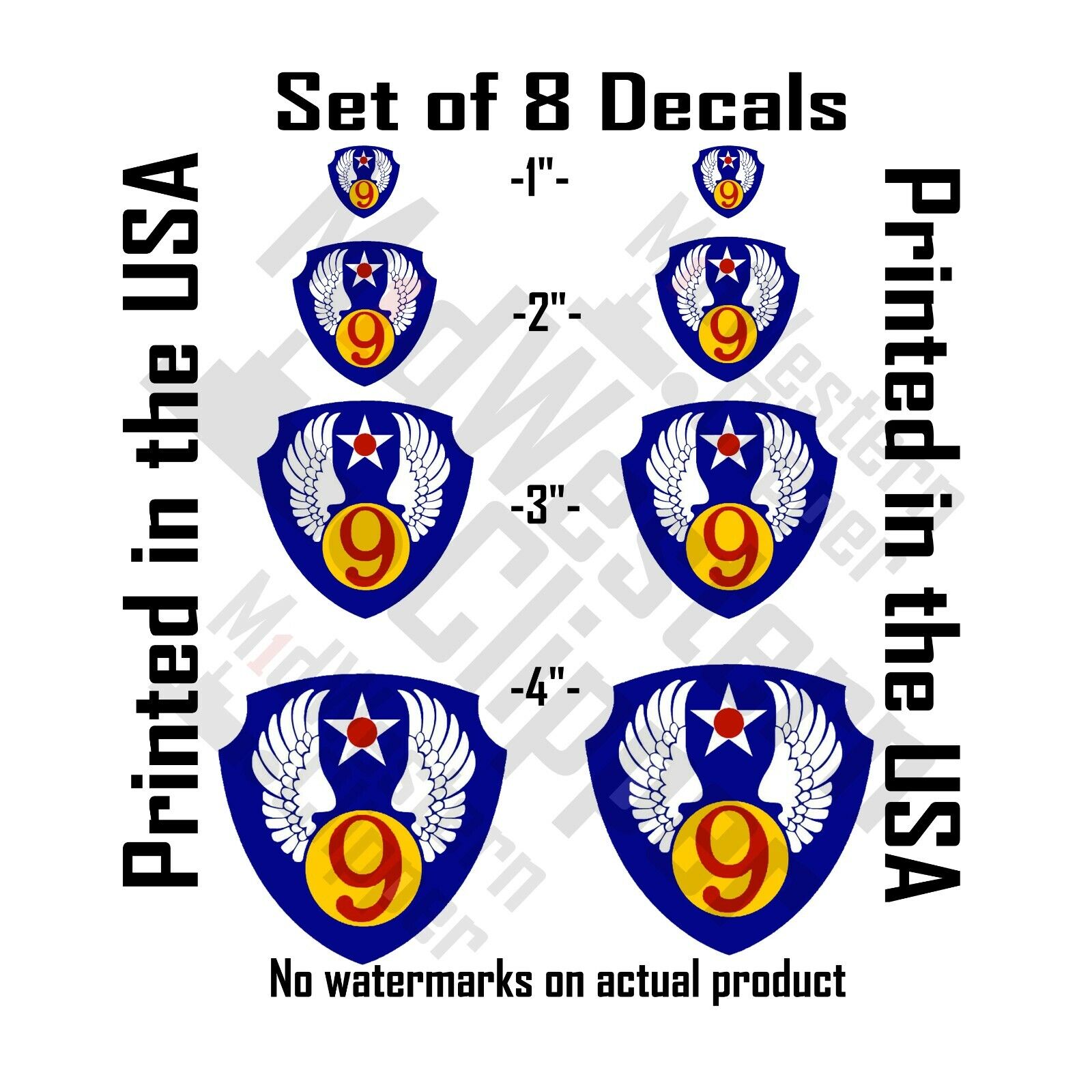 8 9th Air Force patch decals. 2x1