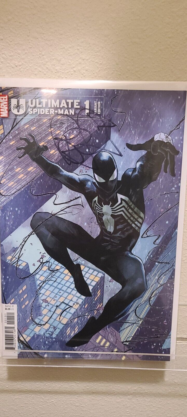 Ultimate Spider-Man #1 (2024) Signed Brian Michael Bendis Symbiote Variant E