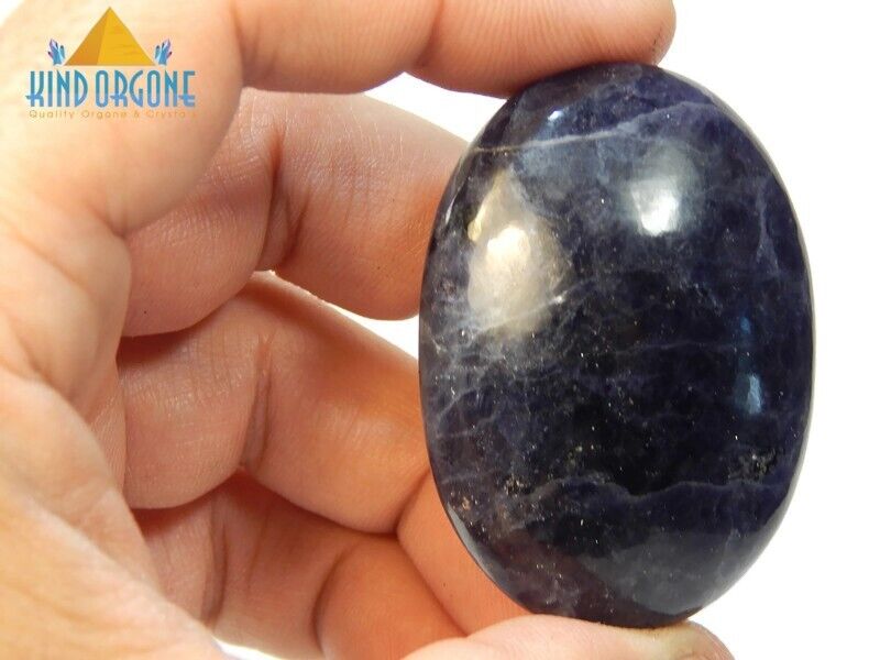 Blue Iolite Crystal Palm Stone Healing Crystals Reiki Palmstone Rock 2\