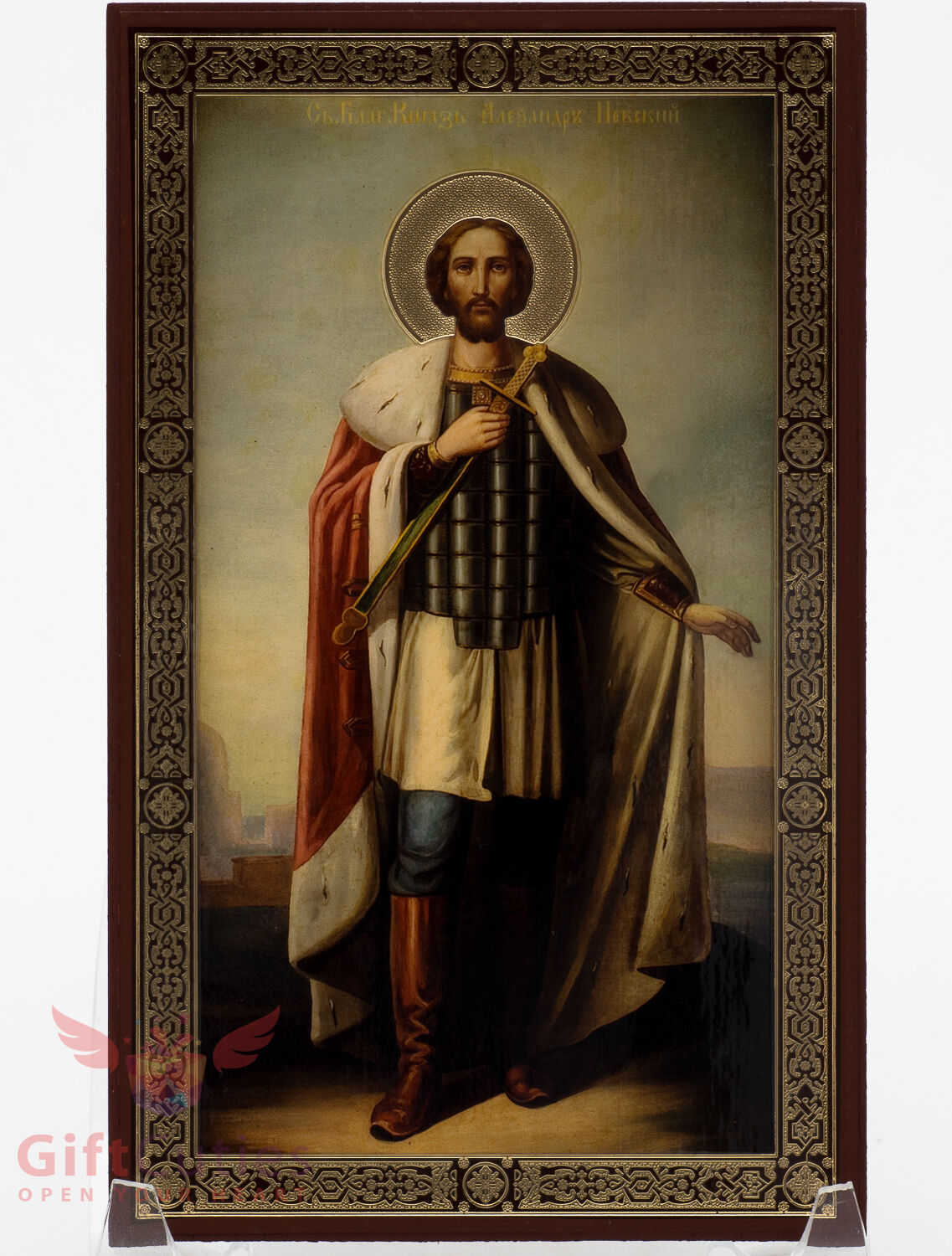 Christian Wooden Icon of Alexander Nevsky Князь Александр Невский 4.6\