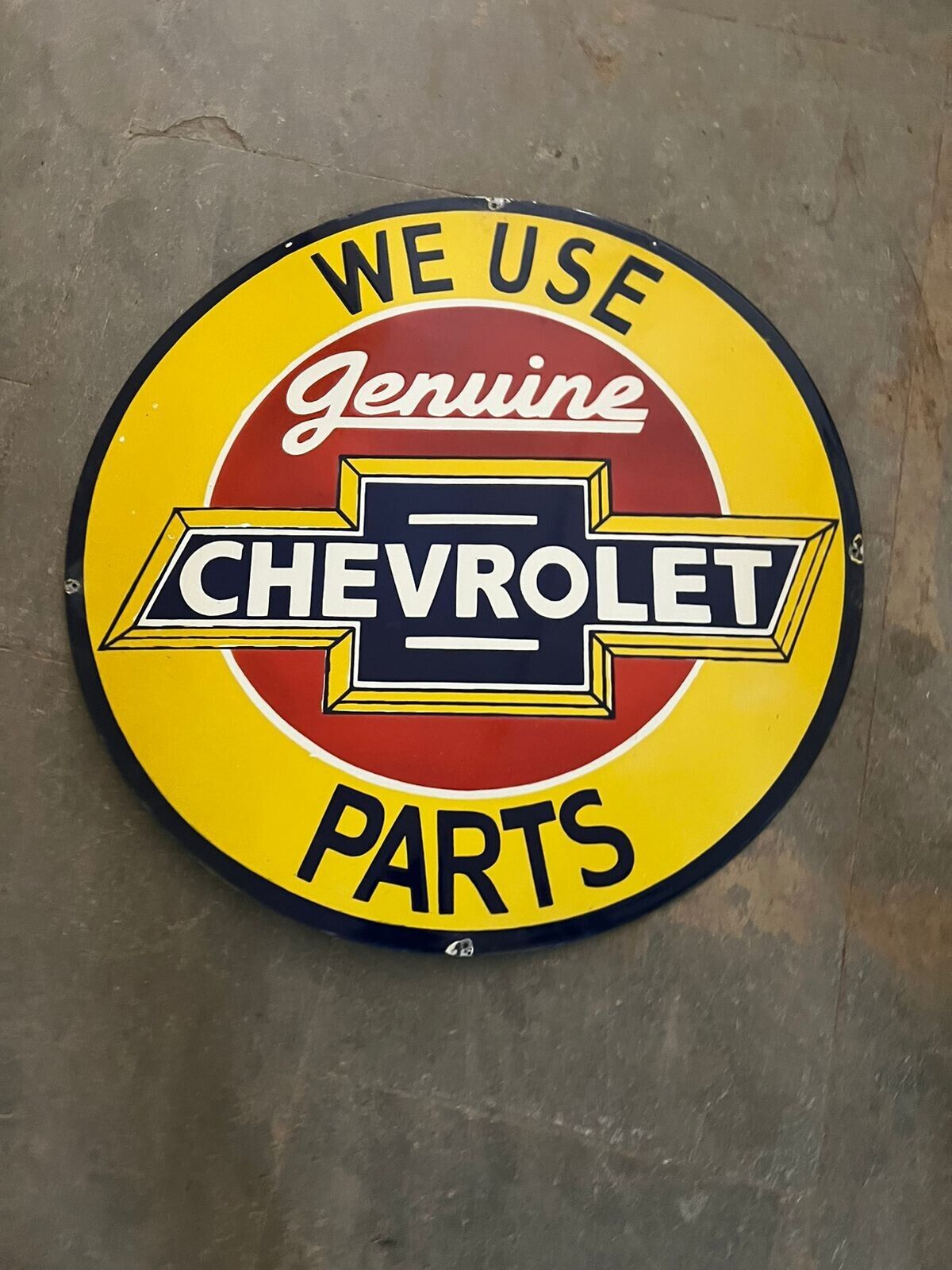 RARE PORCELAIN CHEVROLET ENAMEL SIGN 36X36 INCHES DOUBLE SIDED
