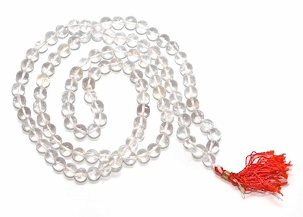 Sphatik / Quartz Crystal Mala 108+1 Beads 6-8mm Original Rosary Prayer & Healing