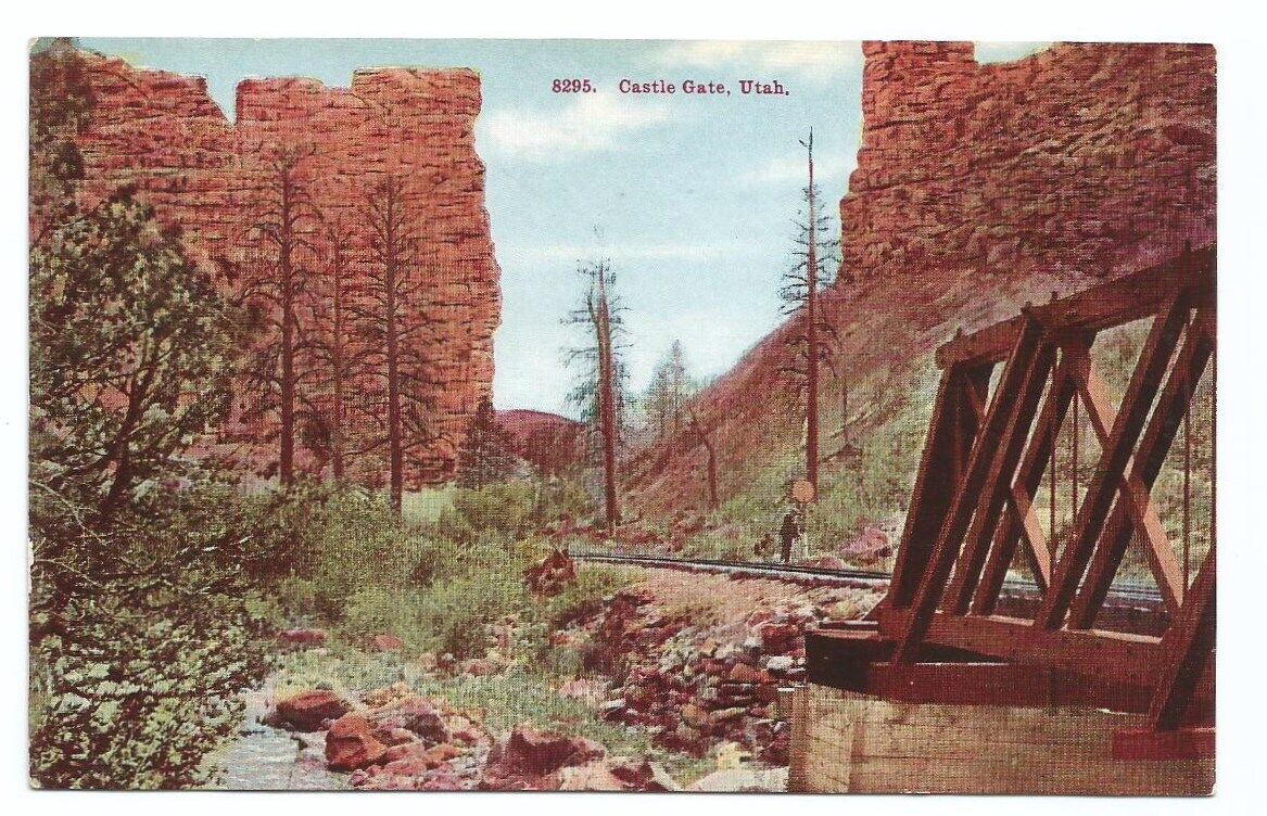 Castle Gate Utah UT Postcard RR Railroad Track c1910