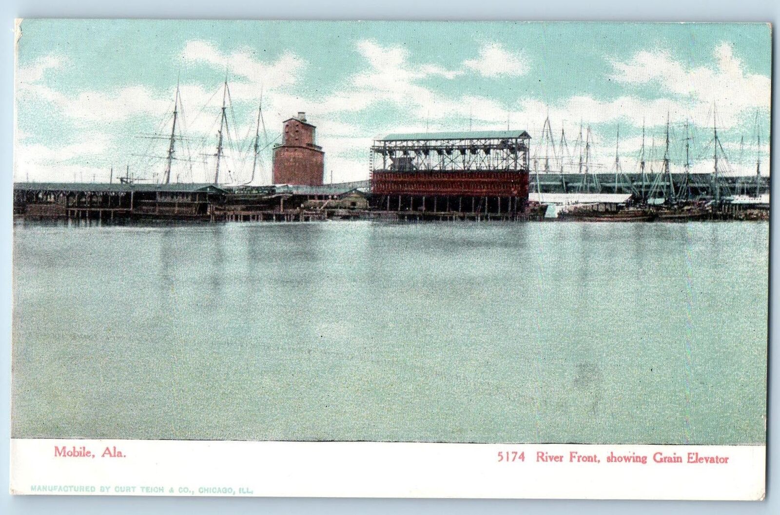 Mobile Alabama AL Postcard River Front Showing Grain Elevator c1905's Antique