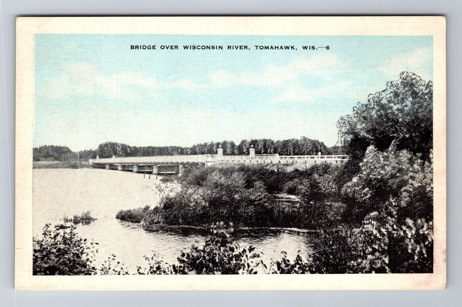 Tomahawk WI-Wisconsin, Bridge over Wisconsin River, Antique Vintage Postcard