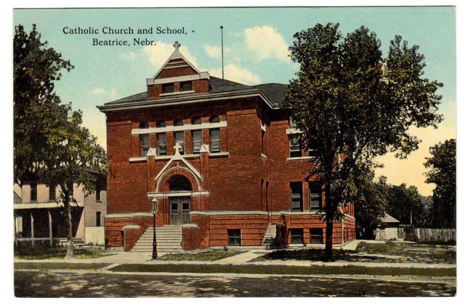 Beatrice NE-Nebraska, Catholic Church and School , 1907+ Divide Back, Unused