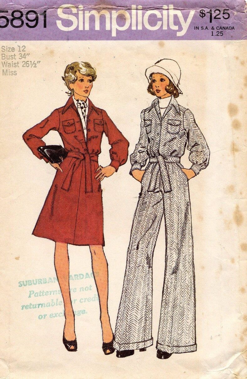 1970\'s VTG Simplicity  Misses\' Jacket,Skirt and Pants Pattern 5891 Size 12