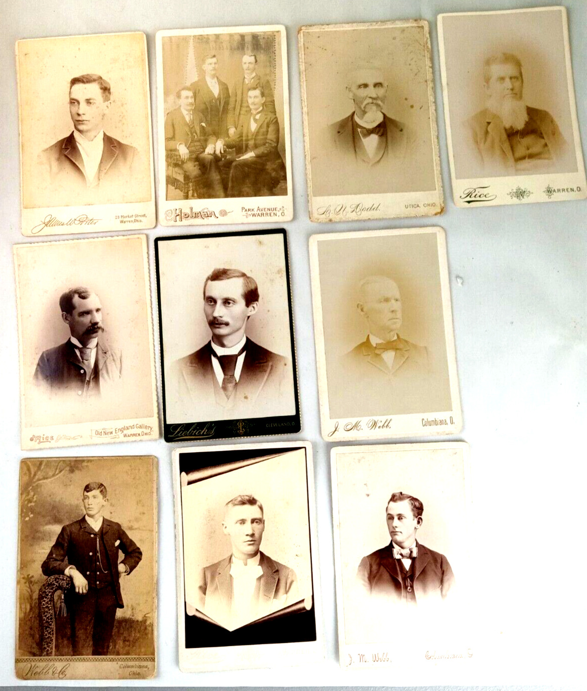 Lot 10 Antique Victorian Photo Cabinet Card Cards Men Gentleman Gentlemen OHIO
