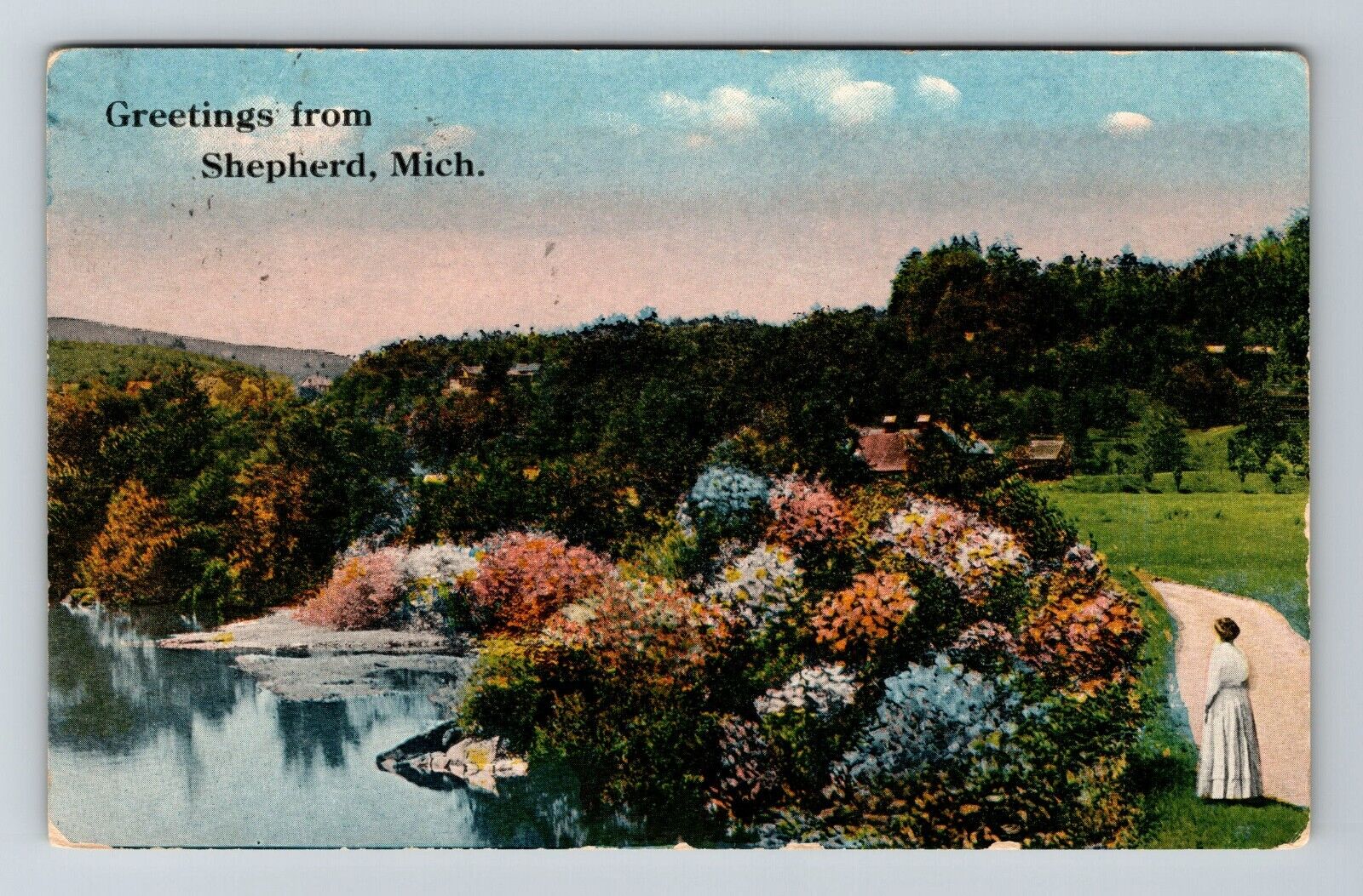 Shepherd MI-Michigan, Scenic Greetings Vintage Souvenir Postcard